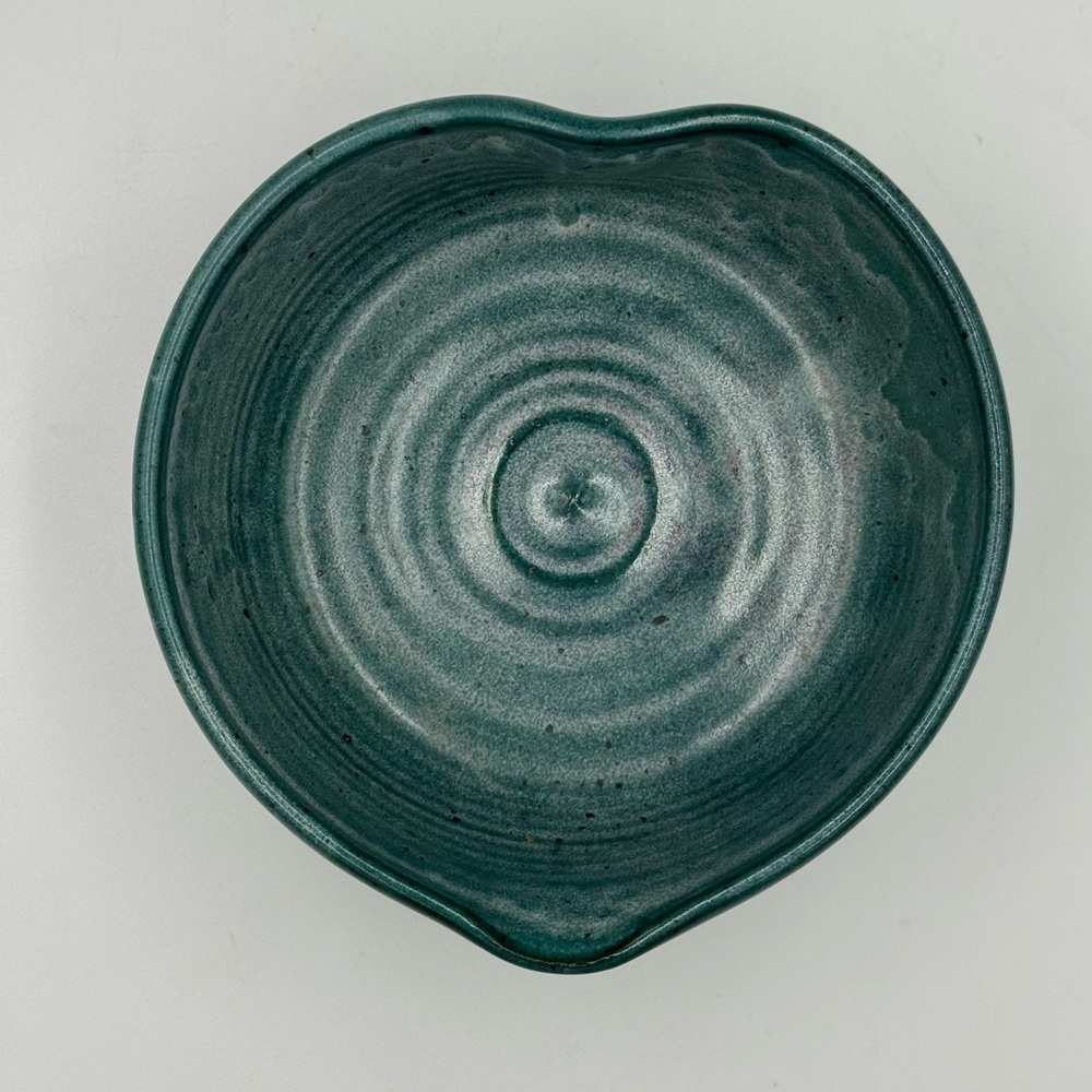 Vintage Teal Heart Shaped Studio Pottery Bowl